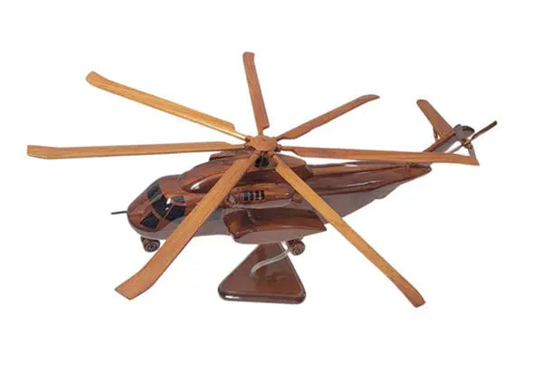 CH-53K King Stallion Helicopter Natural Mahogany Wood Aircraft Model--Aviator Sunglasses-Premium Wood Designs