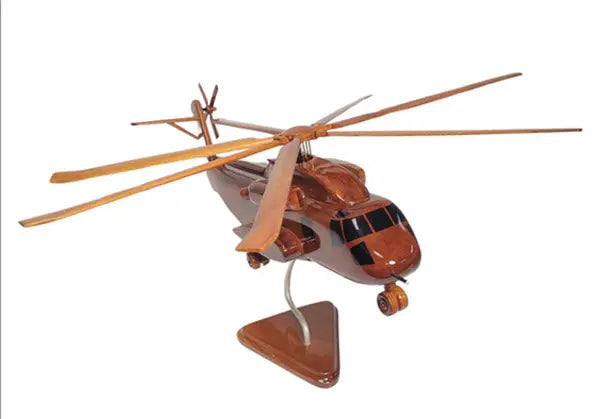 CH-53K King Stallion Helicopter Natural Mahogany Wood Aircraft Model--Aviator Sunglasses-Premium Wood Designs