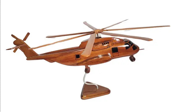 CH-53K King Stallion Helicopter Natural Mahogany Wood Aircraft Model--Aviator Sunglasses-Premium Wood Designs