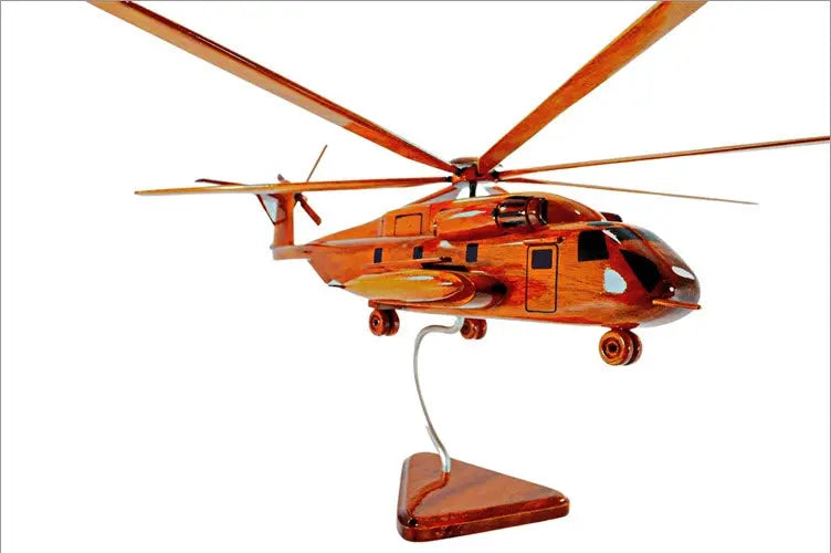 CH-53 Sea Stallion Helicopter Natural Mahogany Wood Aircraft Model--Aviator Sunglasses-Premium Wood Designs
