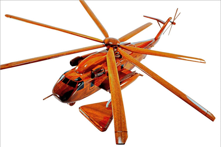 CH-53 Sea Stallion Helicopter Natural Mahogany Wood Aircraft Model