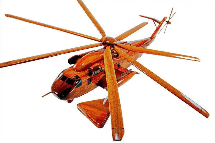 CH-53 Sea Stallion Helicopter Natural Mahogany Wood Aircraft Model--Aviator Sunglasses-Premium Wood Designs