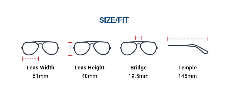 An Eagle Eyes® Optics mage showing the Charlie Night driving glasses siz and fit.