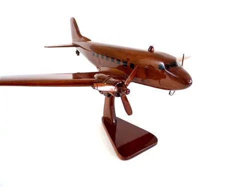 Douglas DC-3 / C-47 Prop Transport Natural Mahogany Wood Aircraft Model--Aviator Sunglasses-Premium Wood Designs
