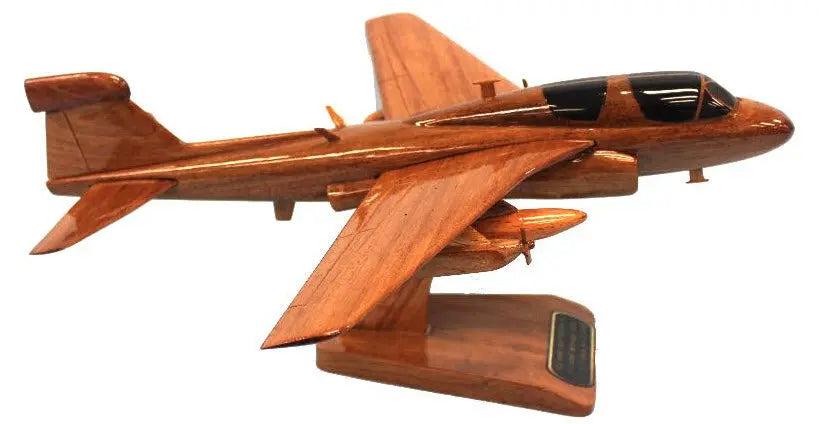 EA-6B Prowler Natural Wood Aircraft Model--Aviator Sunglasses-Premium Wood Designs