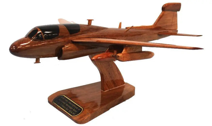 EA-6B Prowler Natural Wood Aircraft Model--Aviator Sunglasses-Premium Wood Designs