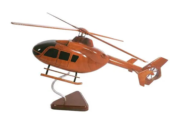 EC-135 Helicopter Natural Mahogany Wood Aircraft Model--Aviator Sunglasses-Premium Wood Designs