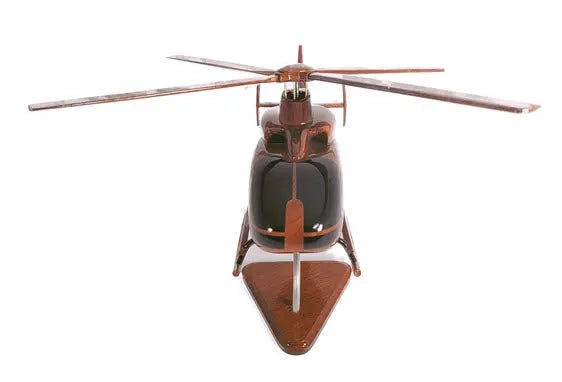 EC-135 Helicopter Natural Mahogany Wood Aircraft Model--Aviator Sunglasses-Premium Wood Designs