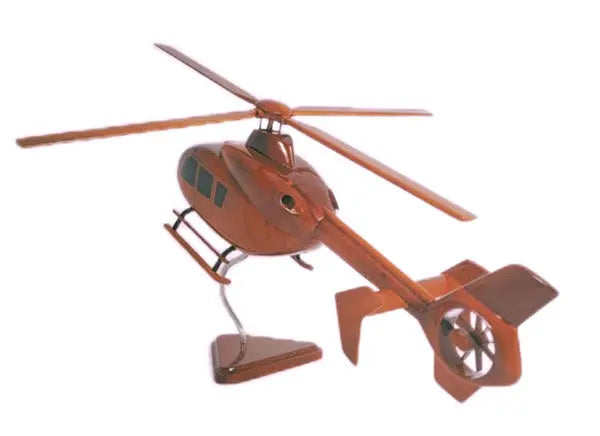 EC-135 Helicopter Natural Mahogany Wood Aircraft Model--Aviator Sunglasses-Premium Wood Designs
