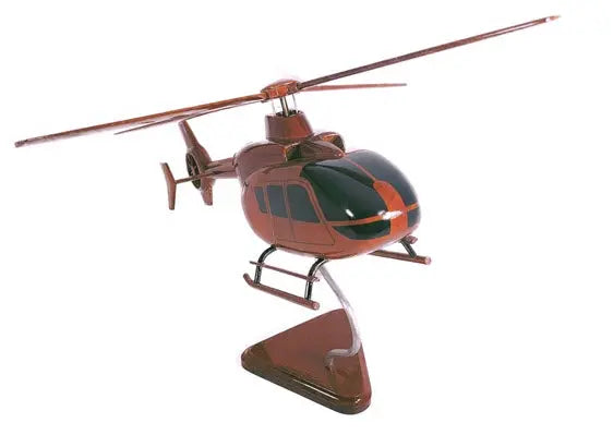 EC-135 Helicopter Natural Mahogany Wood Aircraft Model--Aviator Sunglasses-Premium Wood Designs