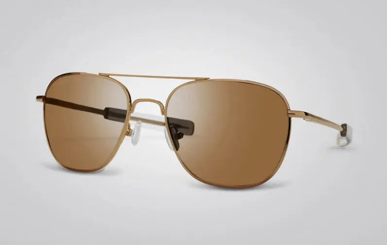 Vintage pilot aviator Gold Frame Brown Non-Polarized lens sunglasses by Eagle Eyes Optics.