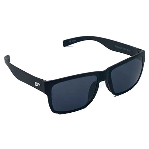 Black sunglasses with dark lenses on a white background