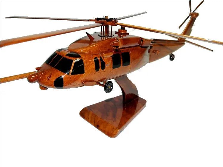 MH-60 Pave Hawk Helicopter Natural Mahogany Wood Aircraft Model--Aviator Sunglasses-Premium Wood Designs
