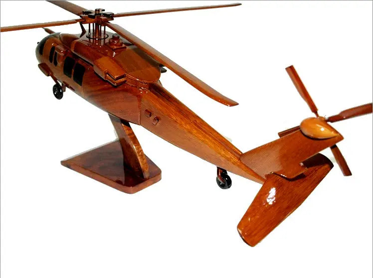 MH-60 Pave Hawk Helicopter Natural Mahogany Wood Aircraft Model--Aviator Sunglasses-Premium Wood Designs