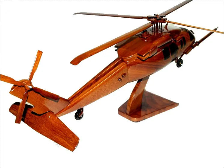 MH-60 Pave Hawk Helicopter Natural Mahogany Wood Aircraft Model--Aviator Sunglasses-Premium Wood Designs