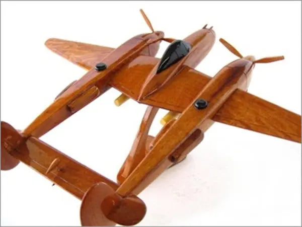 P-38 Lightning Natural Wood Aircraft Model--Aviator Sunglasses-Premium Wood Designs