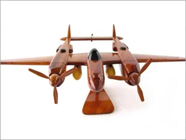 P-38 Lightning Natural Wood Aircraft Model--Aviator Sunglasses-Premium Wood Designs