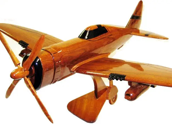 P-47 Thunderbolt Fighter Natural Wood Aircraft Model--Aviator Sunglasses-Premium Wood Designs