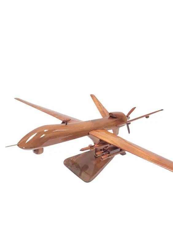 MQ-9 Reaper UAV Natural Wood Aircraft Model--Aviator Sunglasses-Premium Wood Designs