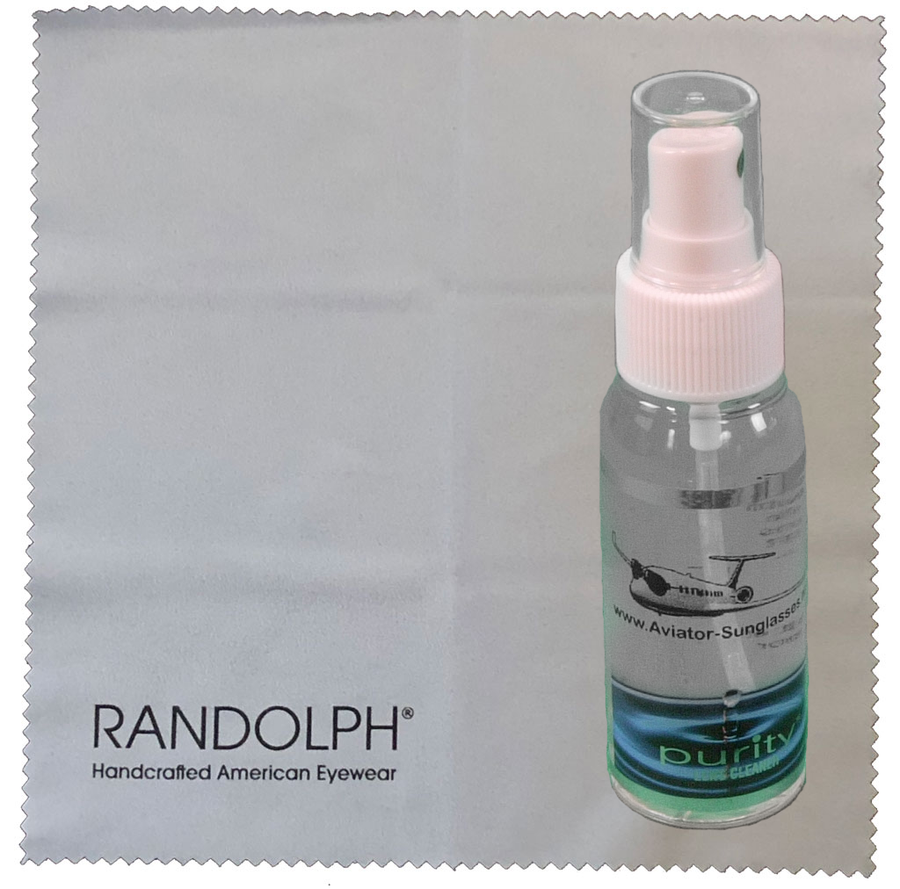 Randolph Logo Gray Cleaning/Polishing Cloth PLUS One 2 oz Purity Lens Cleaner