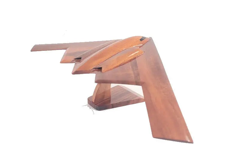 B-2 Spirit Bomber Natural Wood Aircraft Desk Model--Aviator Sunglasses-Premium Wood Designs
