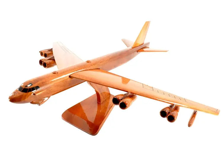 Boeing B-52 Stratofortress Bomber Natural Wood Aircraft Desk Model--Aviator Sunglasses-Premium Wood Designs