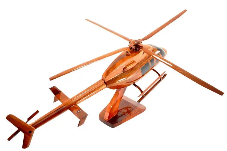 Bell 407 Helicopter Premium Natural Wood Helicopter Model--Aviator Sunglasses-Premium Wood Designs