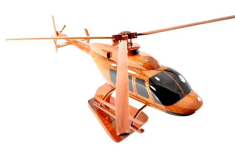 Bell 407 Helicopter Premium Natural Wood Helicopter Model--Aviator Sunglasses-Premium Wood Designs
