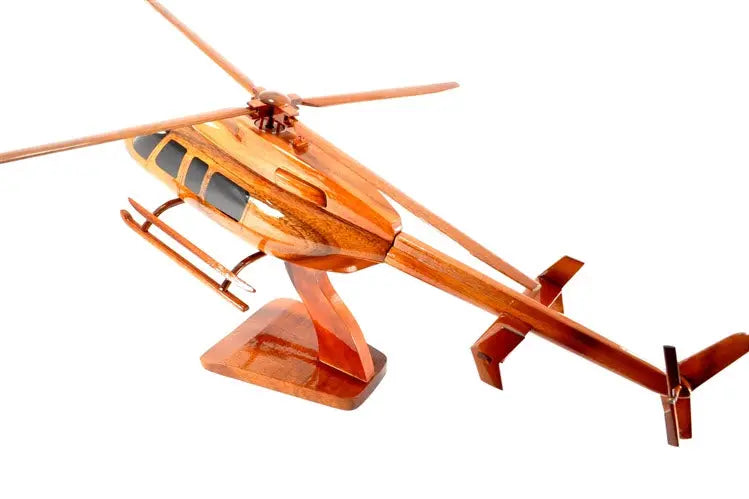 Bell 407 Helicopter Premium Natural Wood Helicopter Model--Aviator Sunglasses-Premium Wood Designs