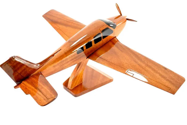 Beechcraft Bonanza Straight Tail Airplane Natural Wood Aircraft Model--Aviator Sunglasses-Premium Wood Designs