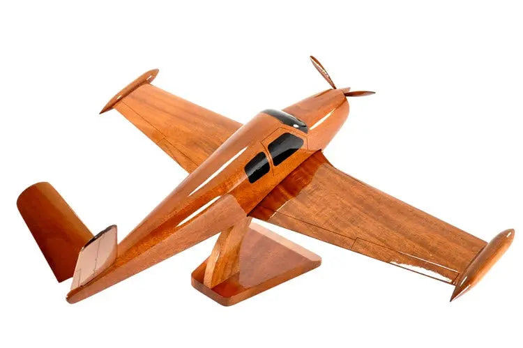 Beechcraft Bonanza V-Tail Airplane Natural Wood Aircraft Model--Aviator Sunglasses-Premium Wood Designs