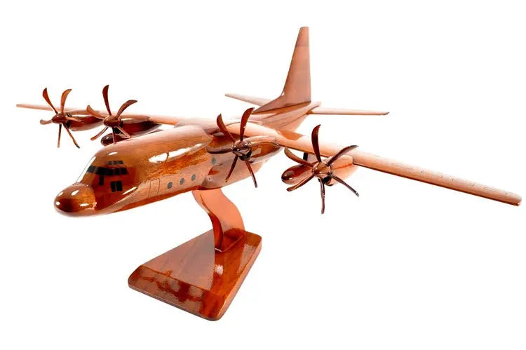 C-130 6-Blade Prop Hercules Natural Mahogany Wood Aircraft Model--Aviator Sunglasses-Premium Wood Designs
