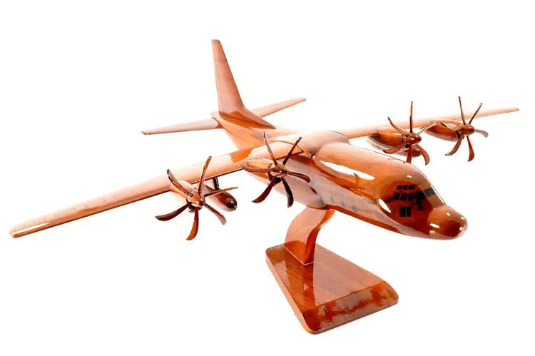 C-130 6-Blade Prop Hercules Natural Mahogany Wood Aircraft Model--Aviator Sunglasses-Premium Wood Designs