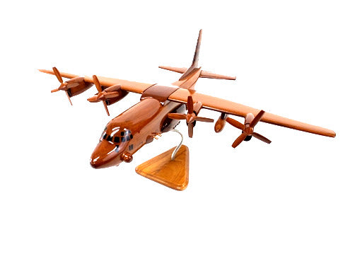 C-130 Gunship 4-Blade Prop Hercules Natural Mahogany Wood Aircraft Model