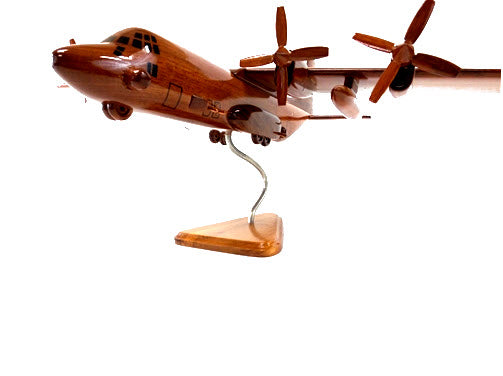C-130 Gunship 4-Blade Prop Hercules Natural Mahogany Wood Aircraft Model