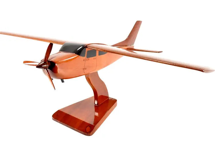 Cessna T-210 Airplane Natural Wood Aircraft Model--Aviator Sunglasses-Premium Wood Designs
