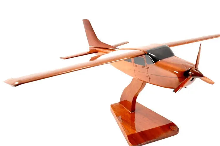 Cessna T-210 Airplane Natural Wood Aircraft Model--Aviator Sunglasses-Premium Wood Designs