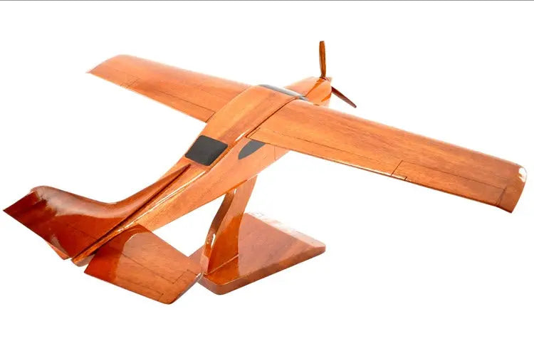 Cessna T-210 Airplane Natural Wood Aircraft Model--Aviator Sunglasses-Premium Wood Designs