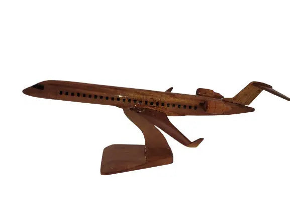 Bombardier CRJ900 Airliner Premium Natural Wood Aircraft Desk Model--Aviator Sunglasses-Premium Wood Designs