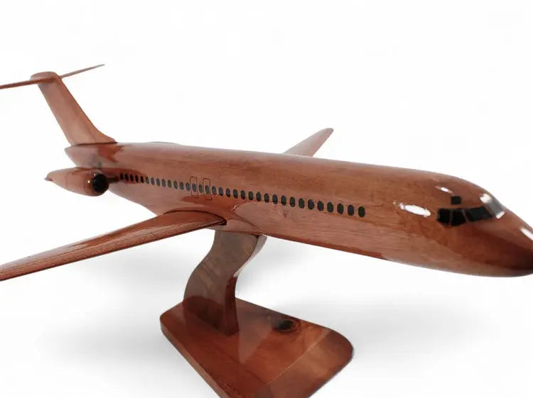 Douglas DC-9 Airliner Natural Mahogany Wood Aircraft Model--Aviator Sunglasses-Premium Wood Designs