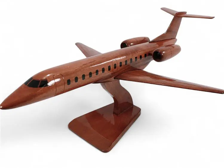 Embraer ERJ-135 Airliner Natural Wood Aircraft Desk Model--Aviator Sunglasses-Premium Wood Designs