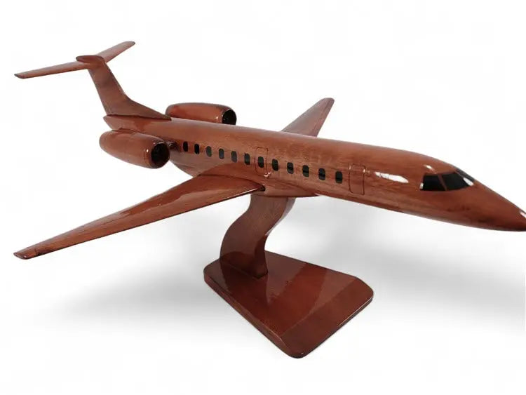 Embraer ERJ-135 Airliner Natural Wood Aircraft Desk Model--Aviator Sunglasses-Premium Wood Designs