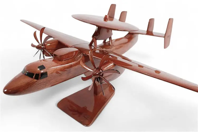 E-2C Hawkeye Natural Mahogany Wood Aircraft Model--Aviator Sunglasses-Premium Wood Designs