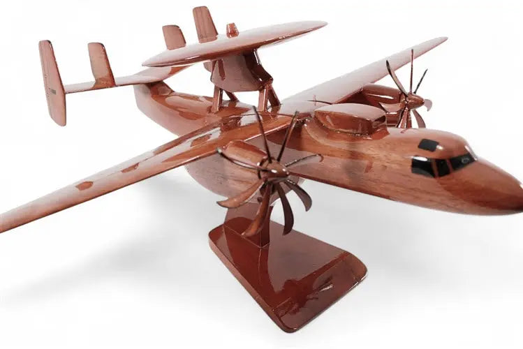 E-2C Hawkeye Natural Mahogany Wood Aircraft Model--Aviator Sunglasses-Premium Wood Designs