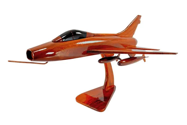 North American F-100 Super Sabre Natural Wood Aircraft Model--Aviator Sunglasses-Premium Wood Designs