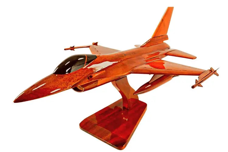 F-16 Falcon Natural Wood Aircraft Model--Aviator Sunglasses-Premium Wood Designs