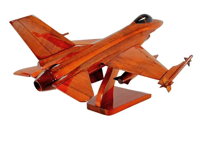 F-16 Falcon Natural Wood Aircraft Model--Aviator Sunglasses-Premium Wood Designs