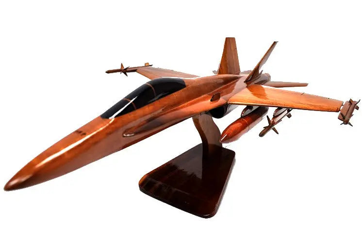 F-18 Hornet Natural Wood Aircraft Model--Aviator Sunglasses-Premium Wood Designs