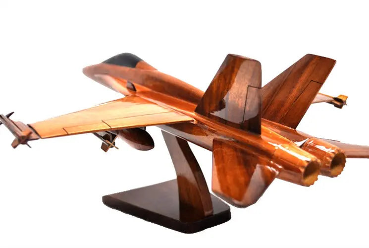 F-18 Hornet Natural Wood Aircraft Model--Aviator Sunglasses-Premium Wood Designs