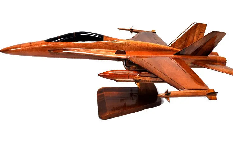 F-18 Hornet Natural Wood Aircraft Model--Aviator Sunglasses-Premium Wood Designs
